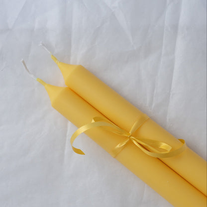 two yellow taper candles soywax dinner candles