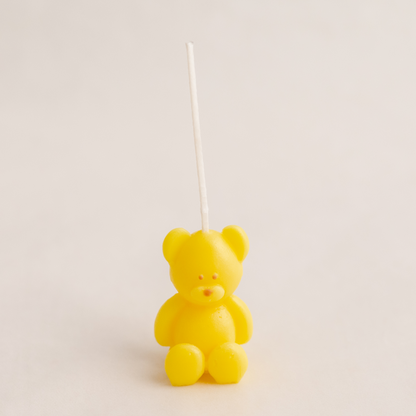 Handmade cute kawaii bear candle made of soy wax in colour ivory with a lead-free wick. Customization options available for decorative candles in UAE at minoocandles dot com